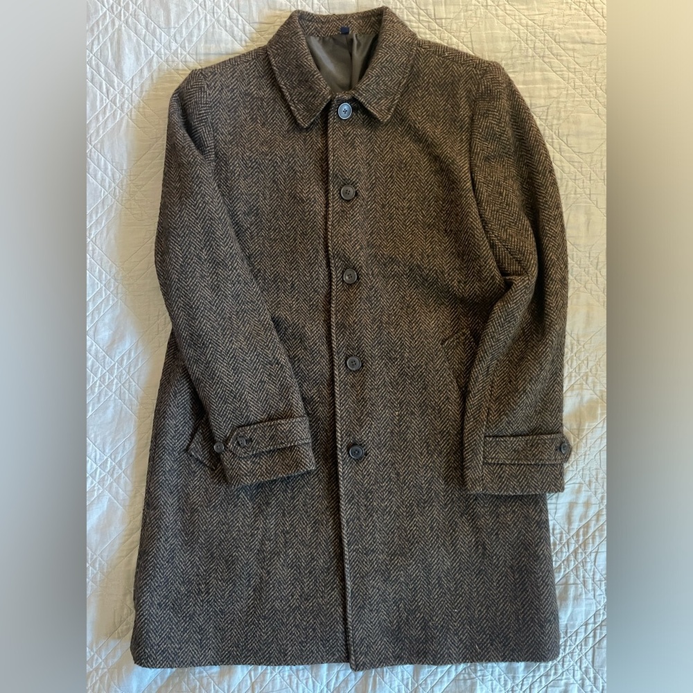 J. CREW Wool-blend herringbone overcoat in Black/Brown Size 40 NWD $450 CM500 - Picture 7 of 10
